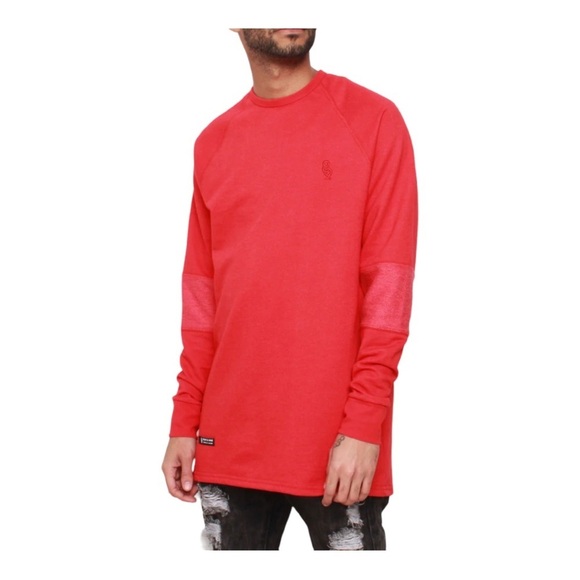 Eight & Nine 8&9 Infinite Rudimental Paneled Men Red Sweatshirt Sz L Logo NWT